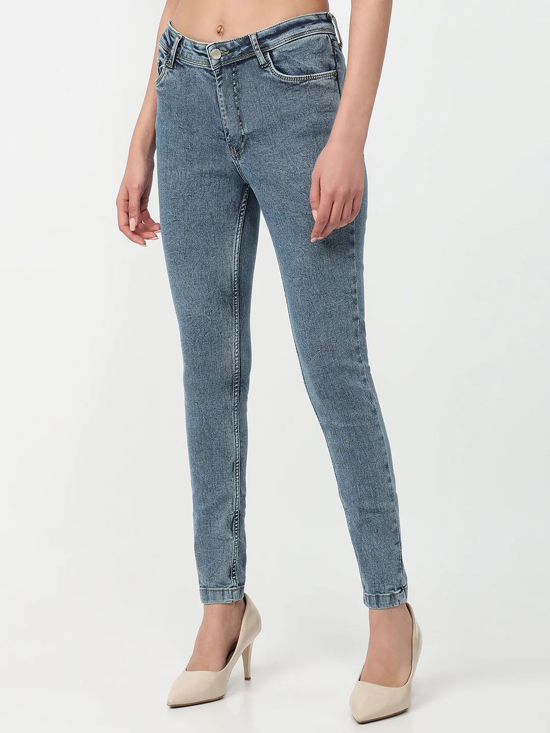 Women Blue High-Rise Skinny Jeans - Image 8