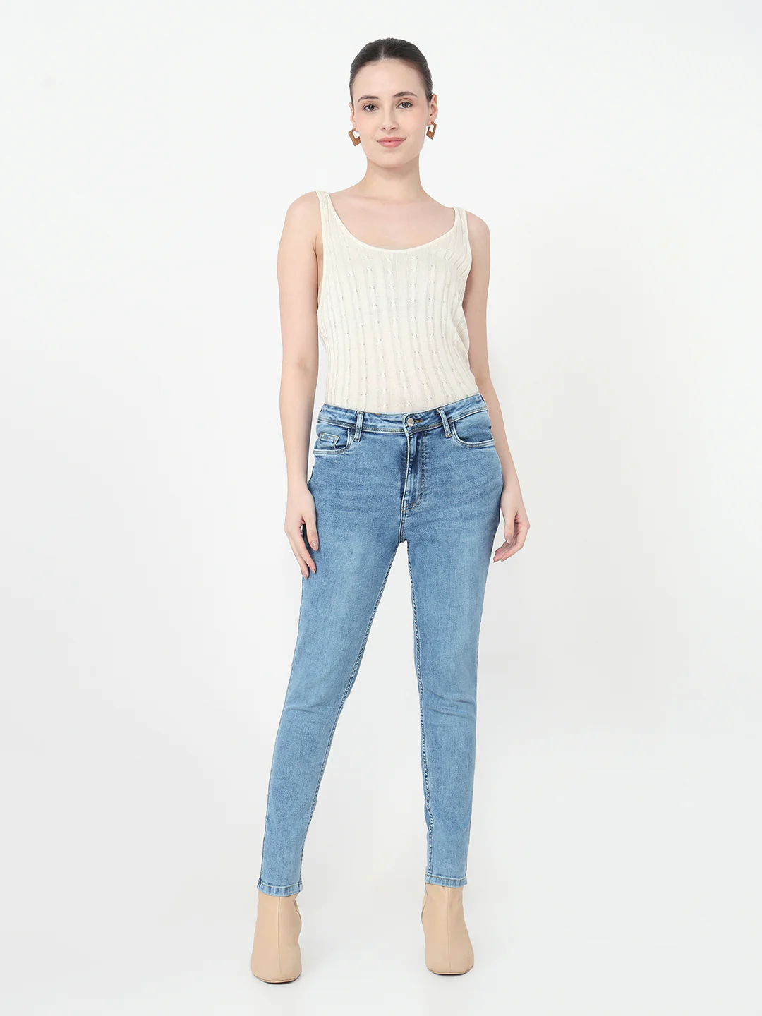 Women Blue High-Rise Skinny Jeans - Image 4