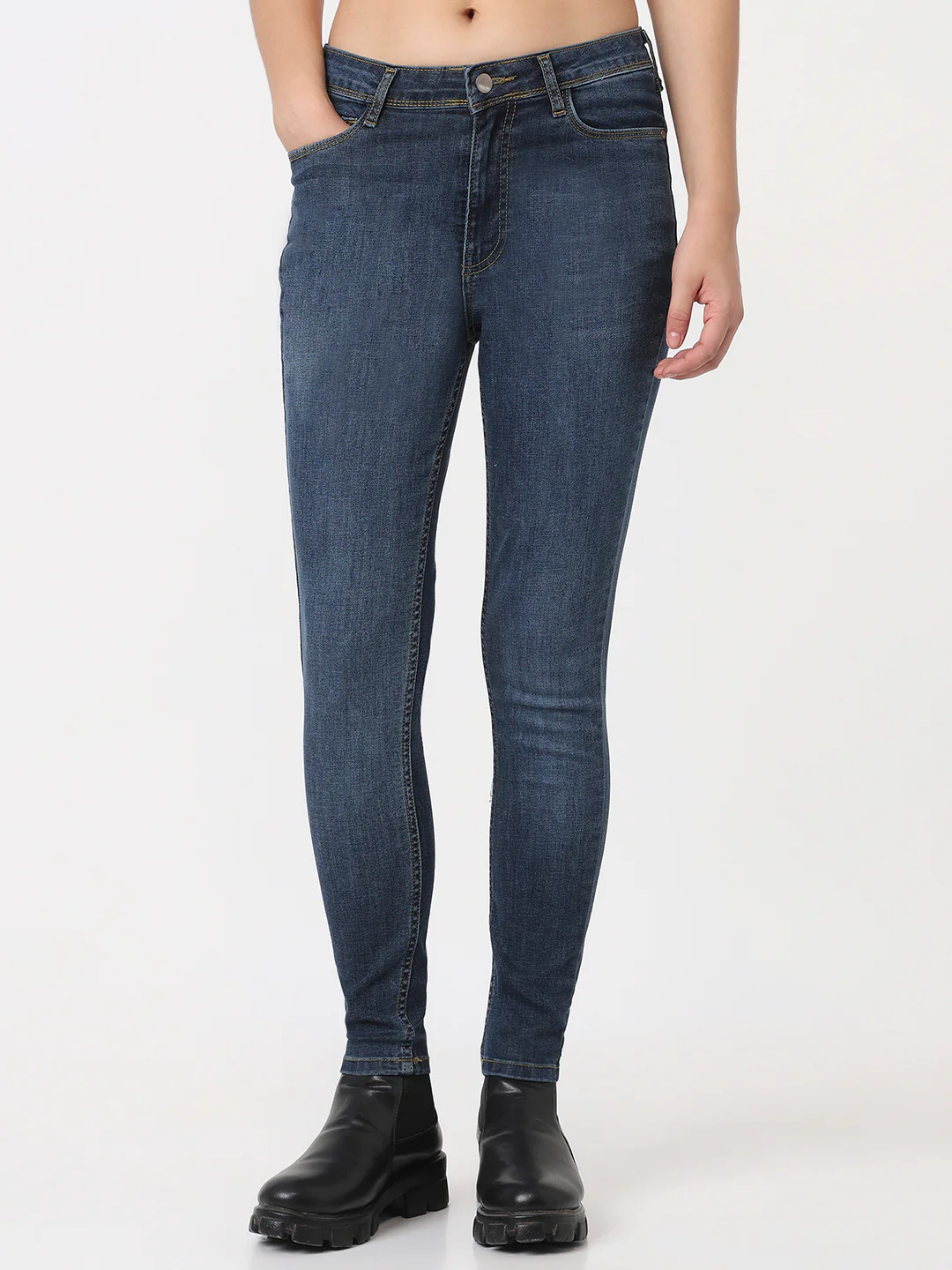 Women Blue High-Rise Skinny Jeans - Image 2