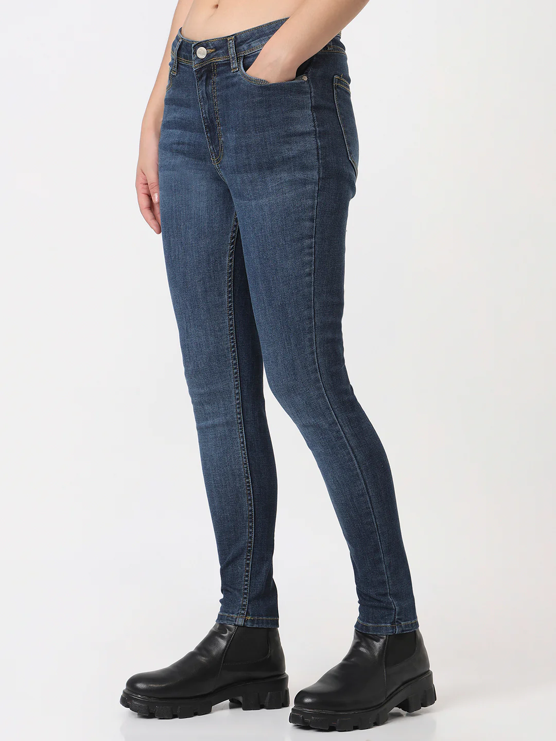 Women Blue High-Rise Skinny Jeans - Image 8