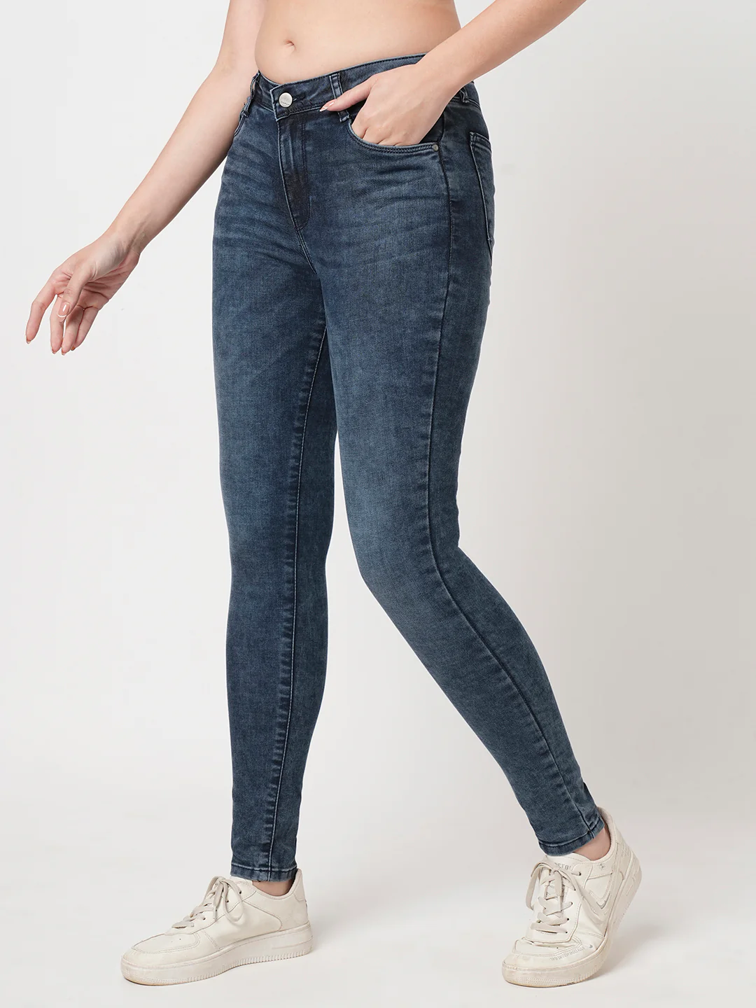 Women Blue High-Rise Skinny Jeans - Image 5