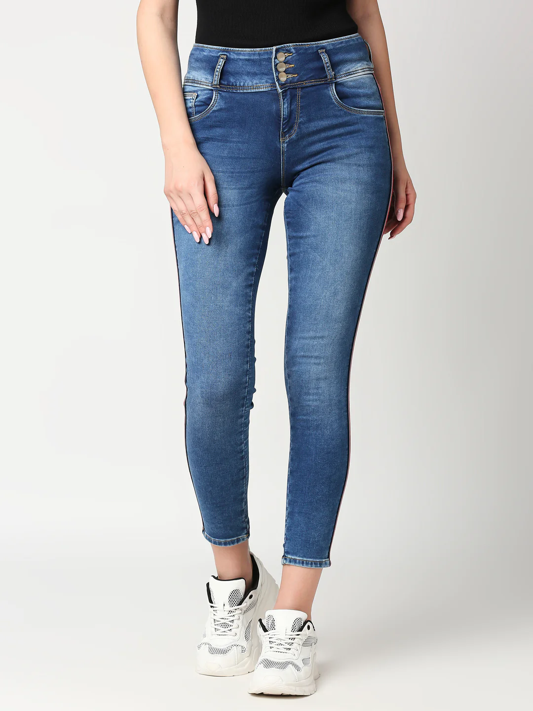 Women Blue High-Rise Skinny Jeans - Image 2