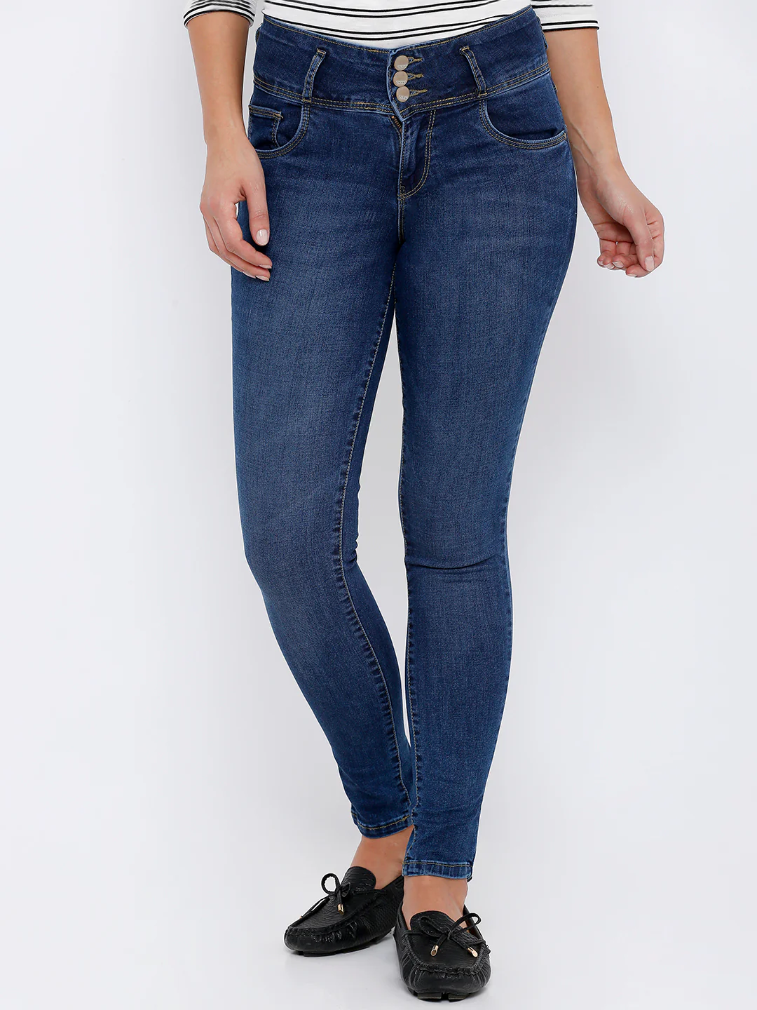 Women Blue High-Rise Skinny Jeans - Image 2