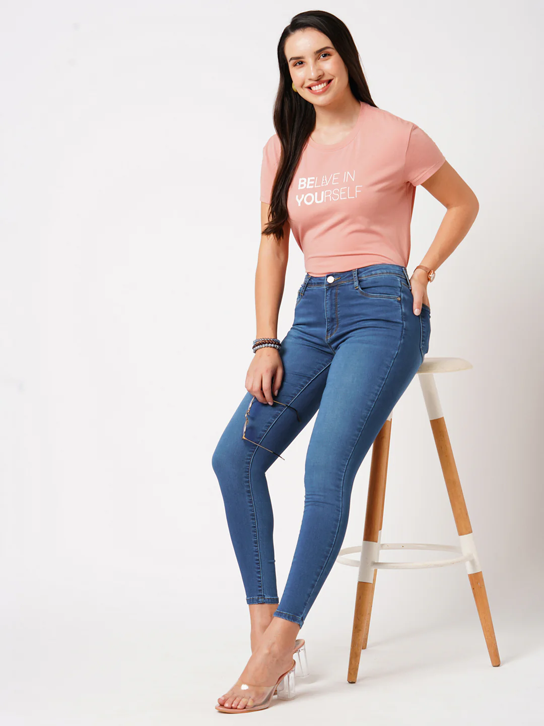 Women Blue High-Rise Skinny Jeans
