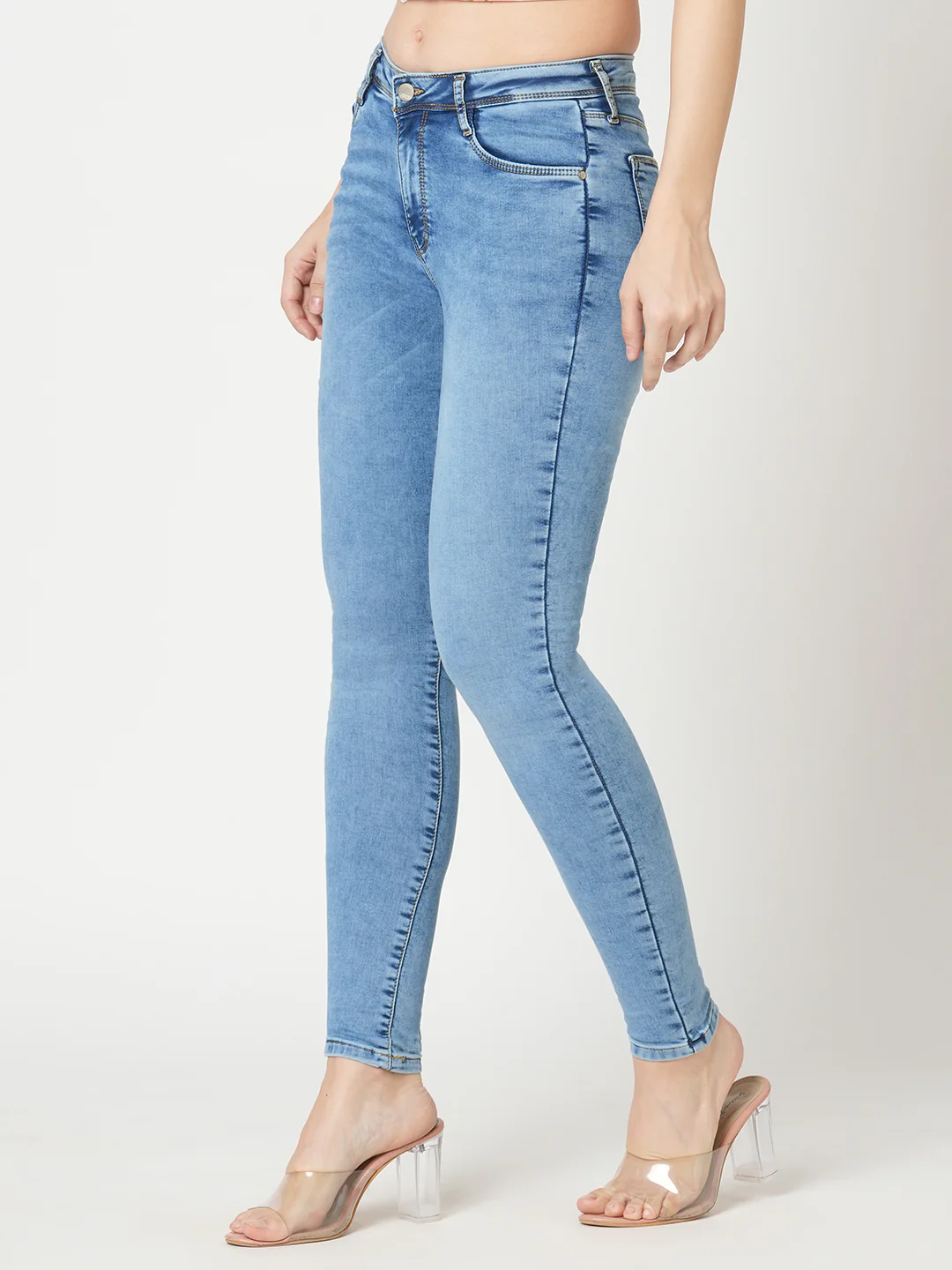 Women Blue High-Rise Skinny Jeans - Image 5