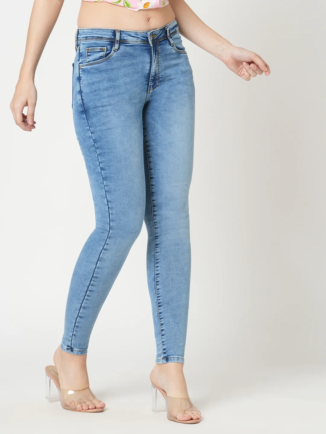 Women Blue High-Rise Skinny Jeans - Image 6