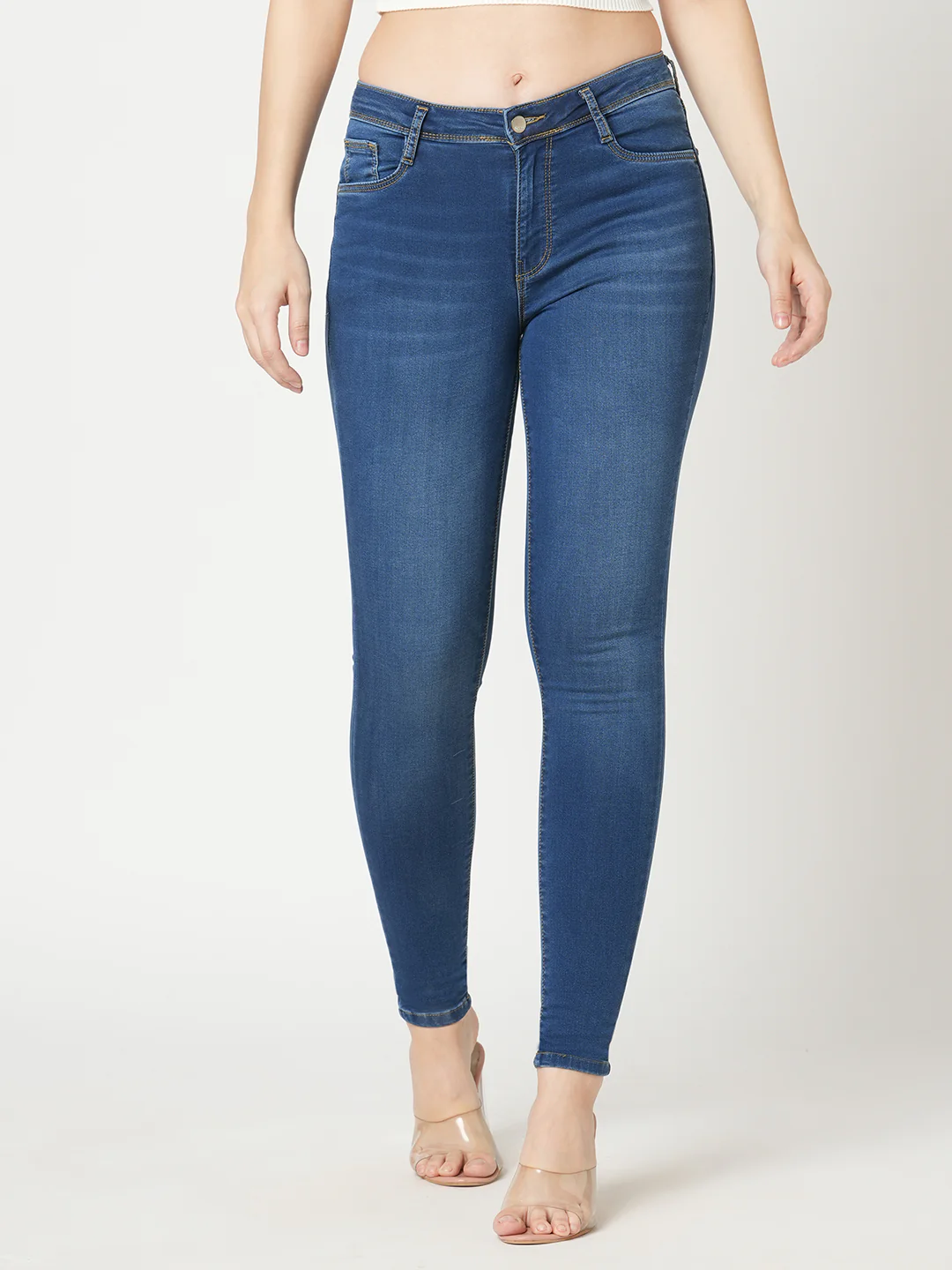 Women Blue High-Rise Skinny Jeans - Image 2
