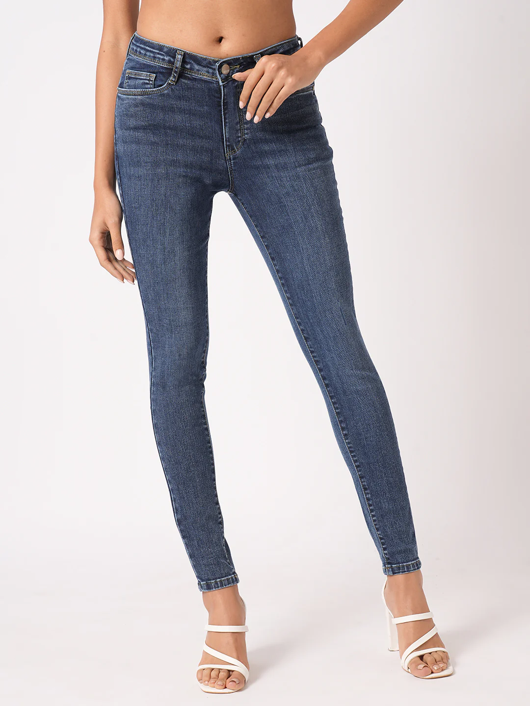 Women Blue High-Rise Skinny Jeans - Image 2