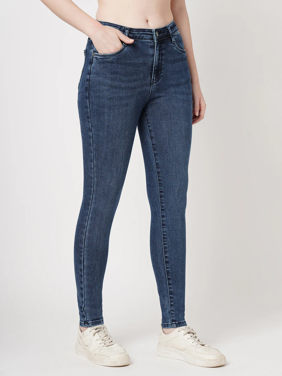 Women Blue High-Rise Skinny Jeans - Image 5