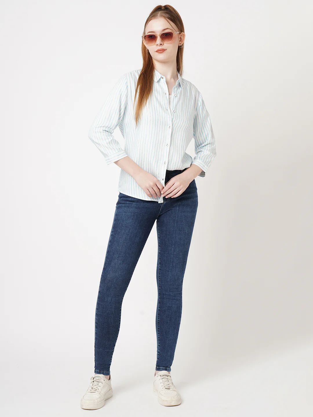 Women Blue High-Rise Skinny Jeans - Image 4