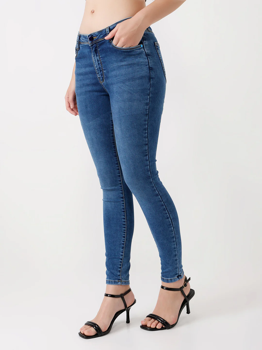 Women Blue High-Rise Skinny Jeans - Image 6