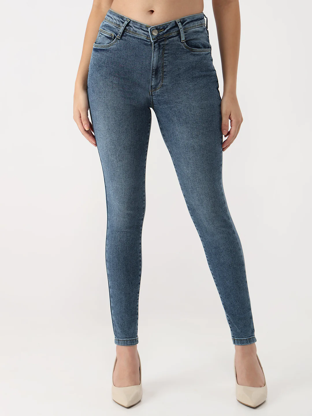 Women Blue High-Rise Skinny Jeans - Image 2