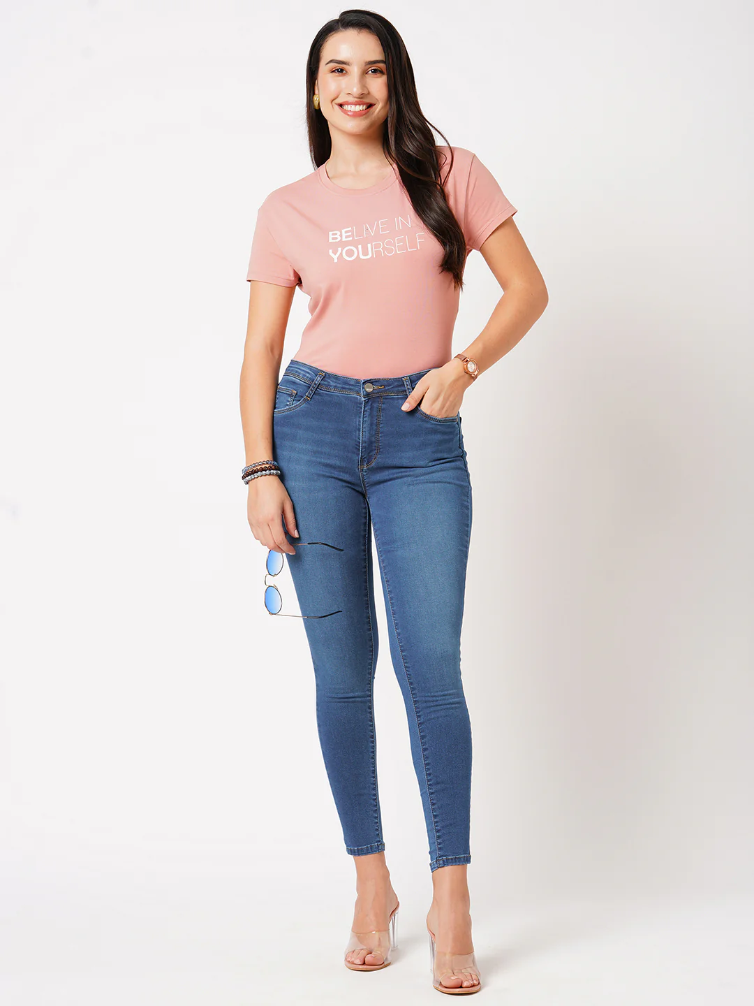 Women Blue High-Rise Skinny Jeans - Image 4