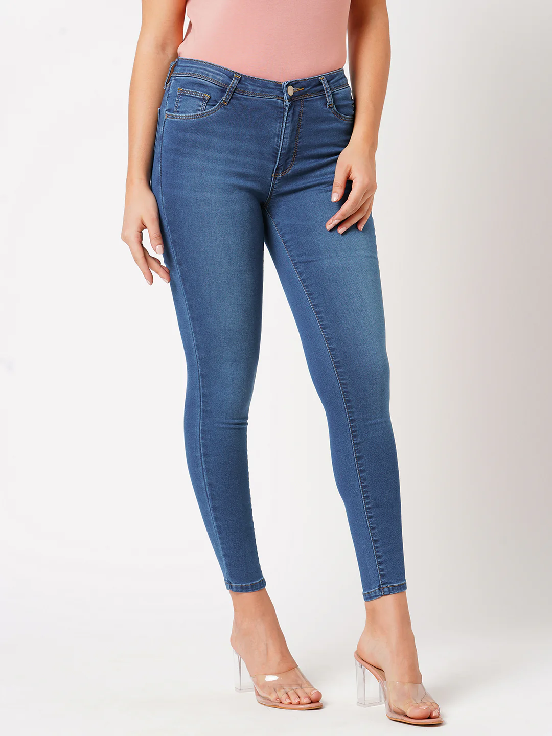 Women Blue High-Rise Skinny Jeans - Image 6