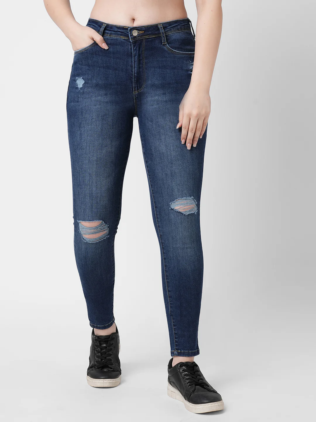 Women Blue High-Rise Skinny Jeans - Image 2