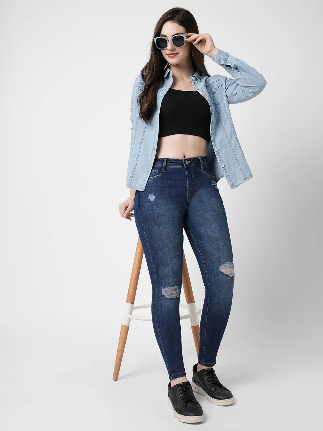 Women Blue High-Rise Skinny Jeans - Image 5