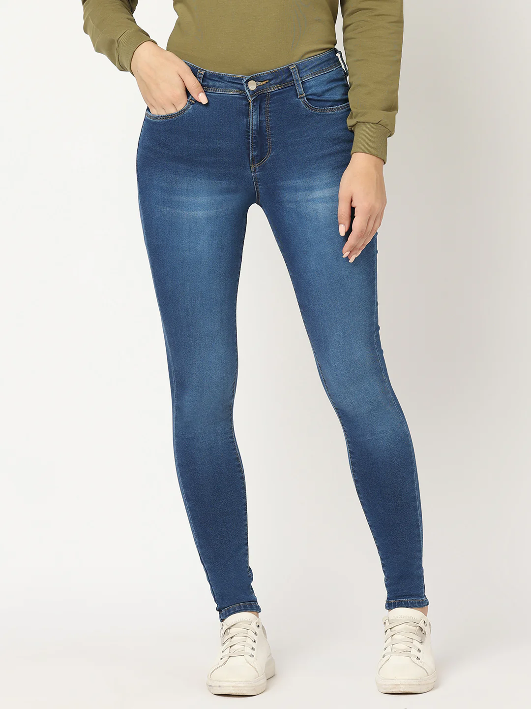 Women Blue High-Rise Skinny Jeans - Image 2