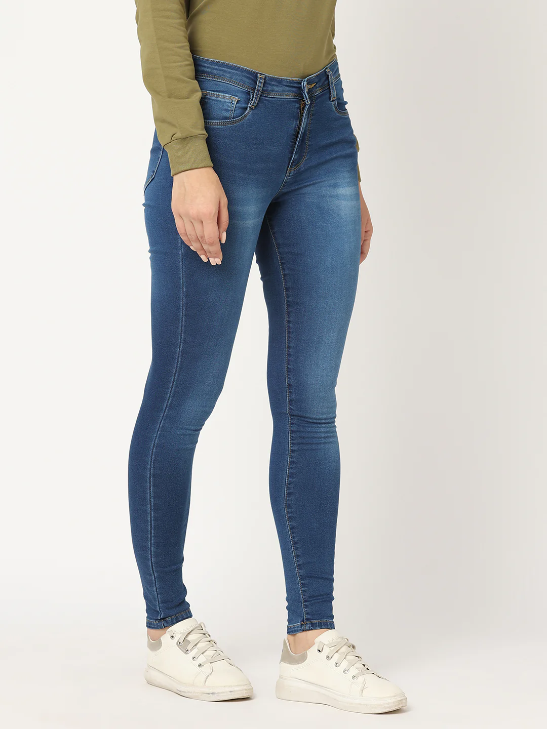 Women Blue High-Rise Skinny Jeans - Image 6