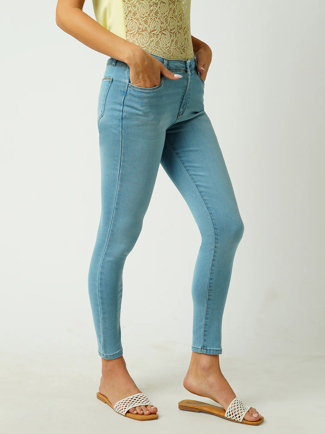 Women Blue High-Rise Skinny Jeans - Image 5