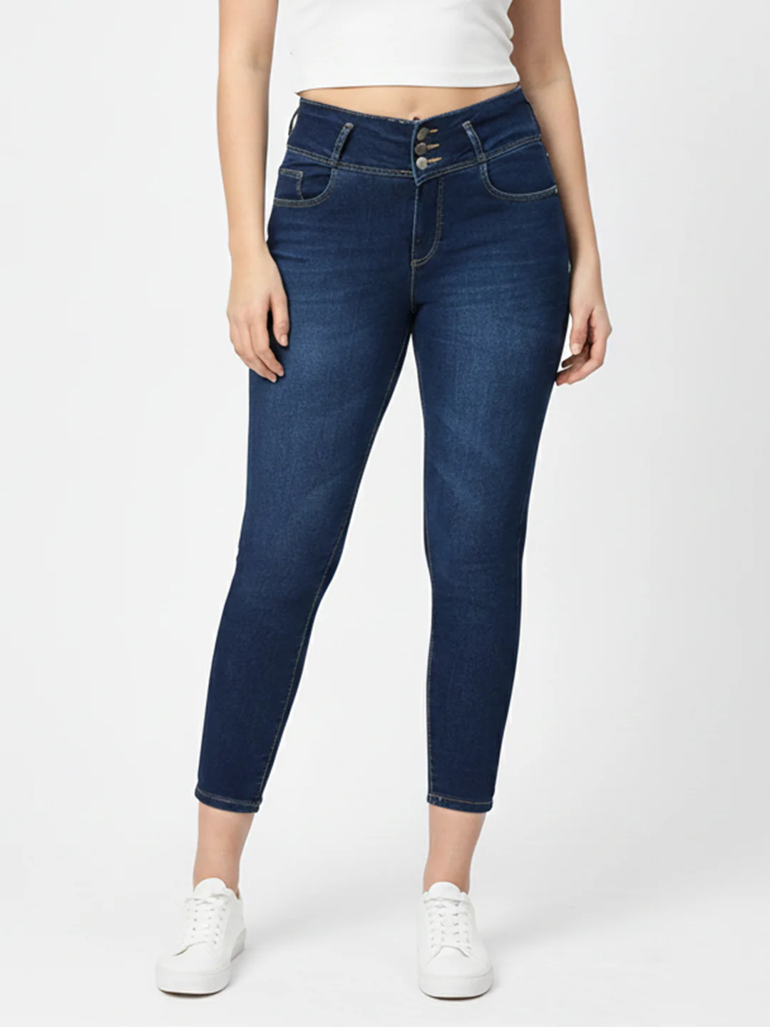 Women Blue High-Rise Skinny Jeans - Image 2