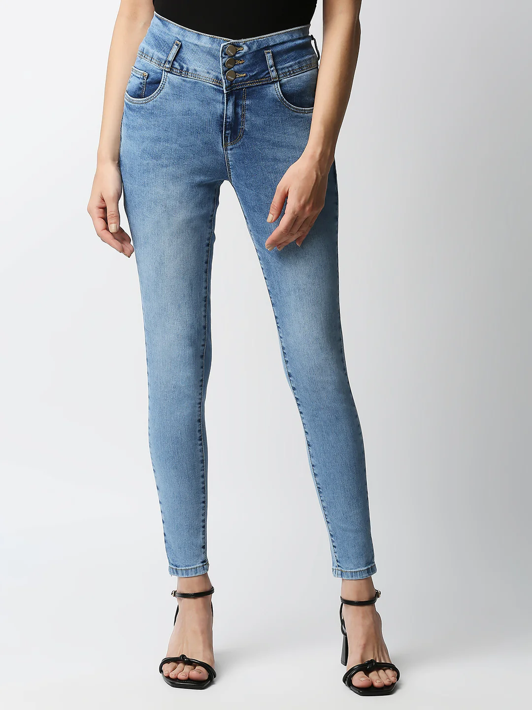 Women Blue High-Rise Skinny Jeans - Image 2