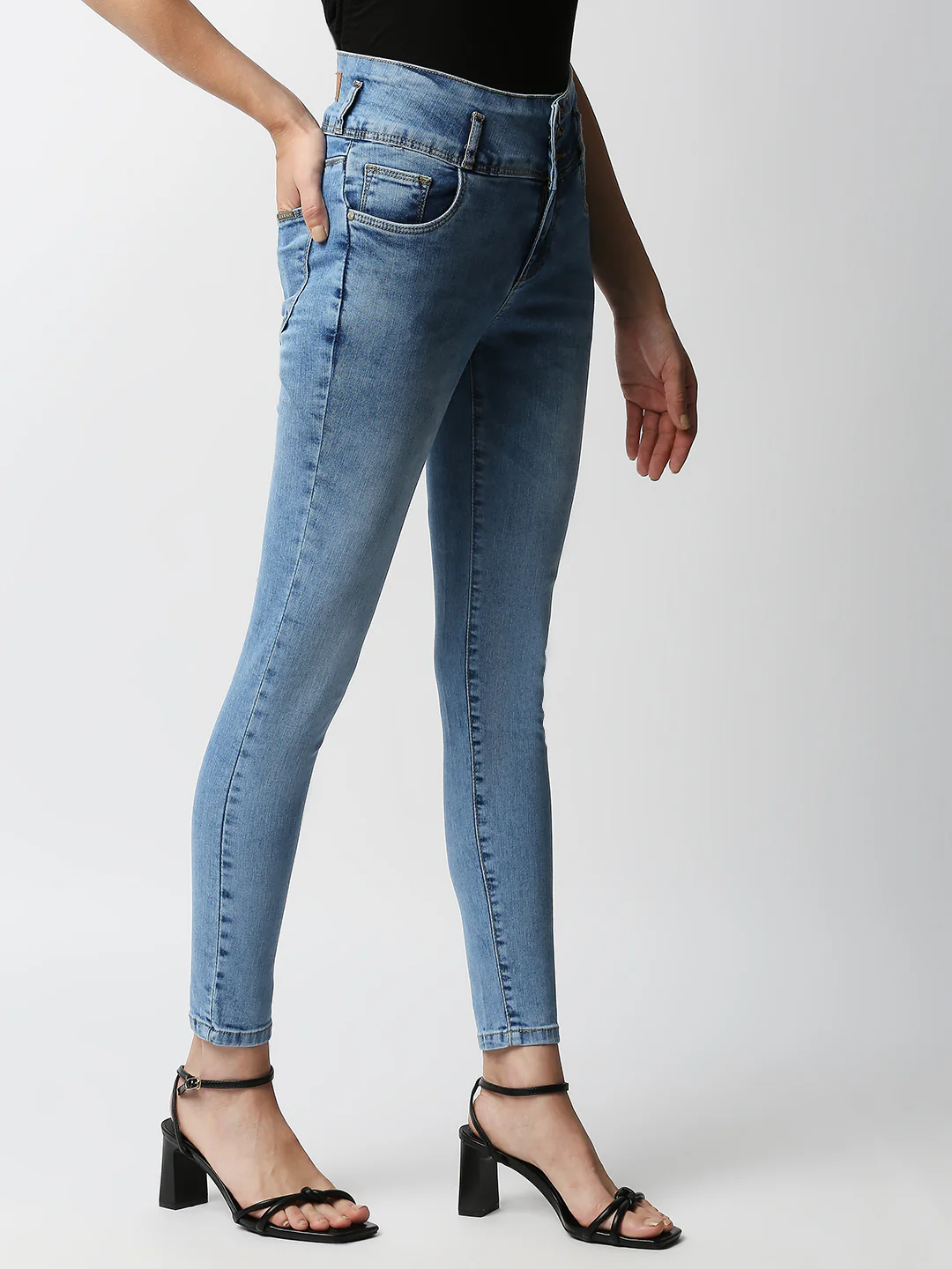 Women Blue High-Rise Skinny Jeans - Image 4