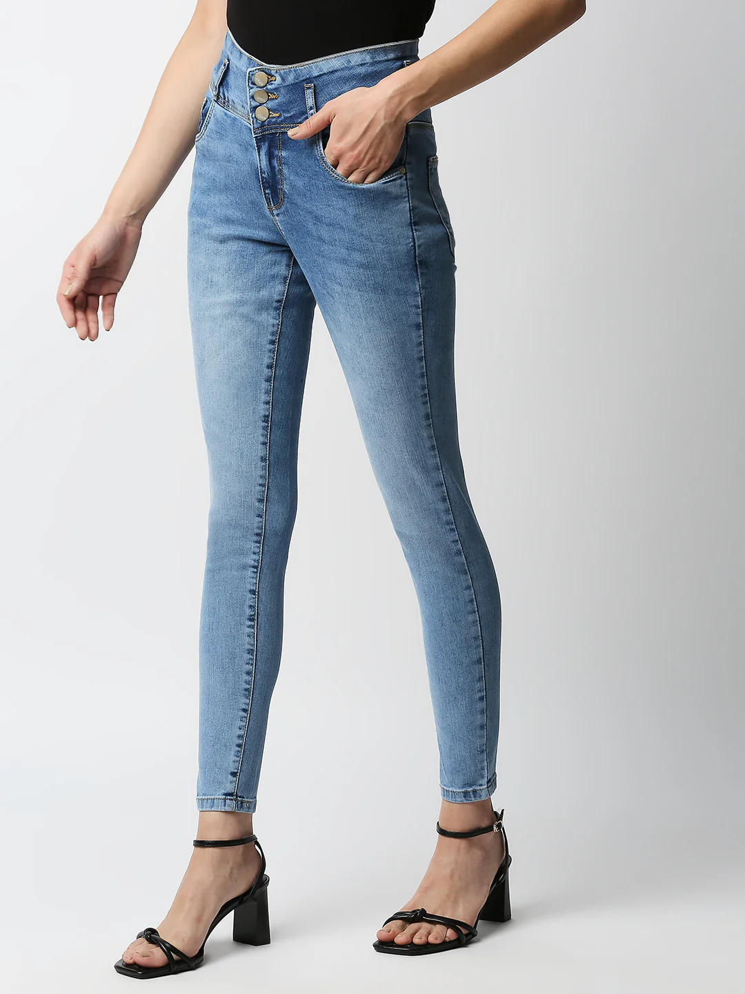 Women Blue High-Rise Skinny Jeans - Image 6