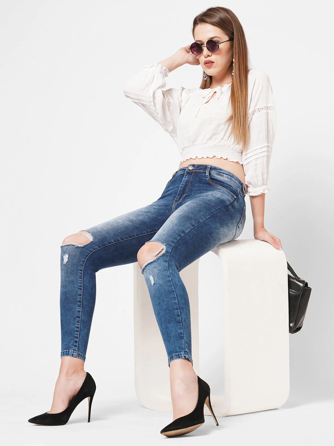 Women Blue High-Rise Skinny Jeans