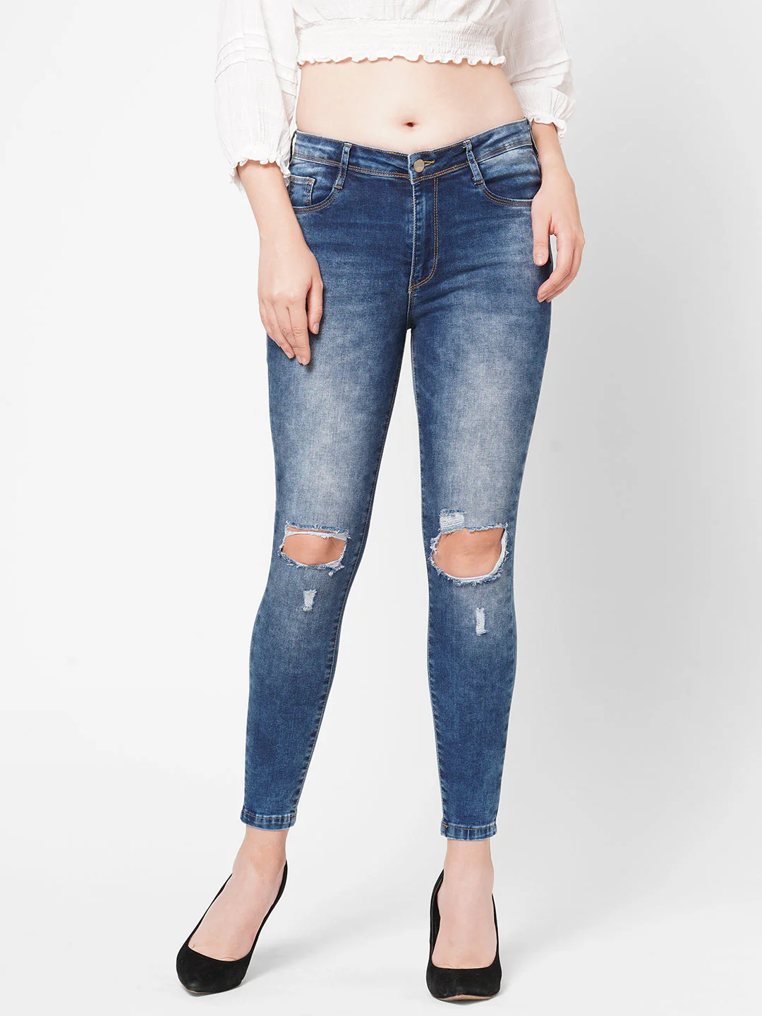 Women Blue High-Rise Skinny Jeans - Image 2