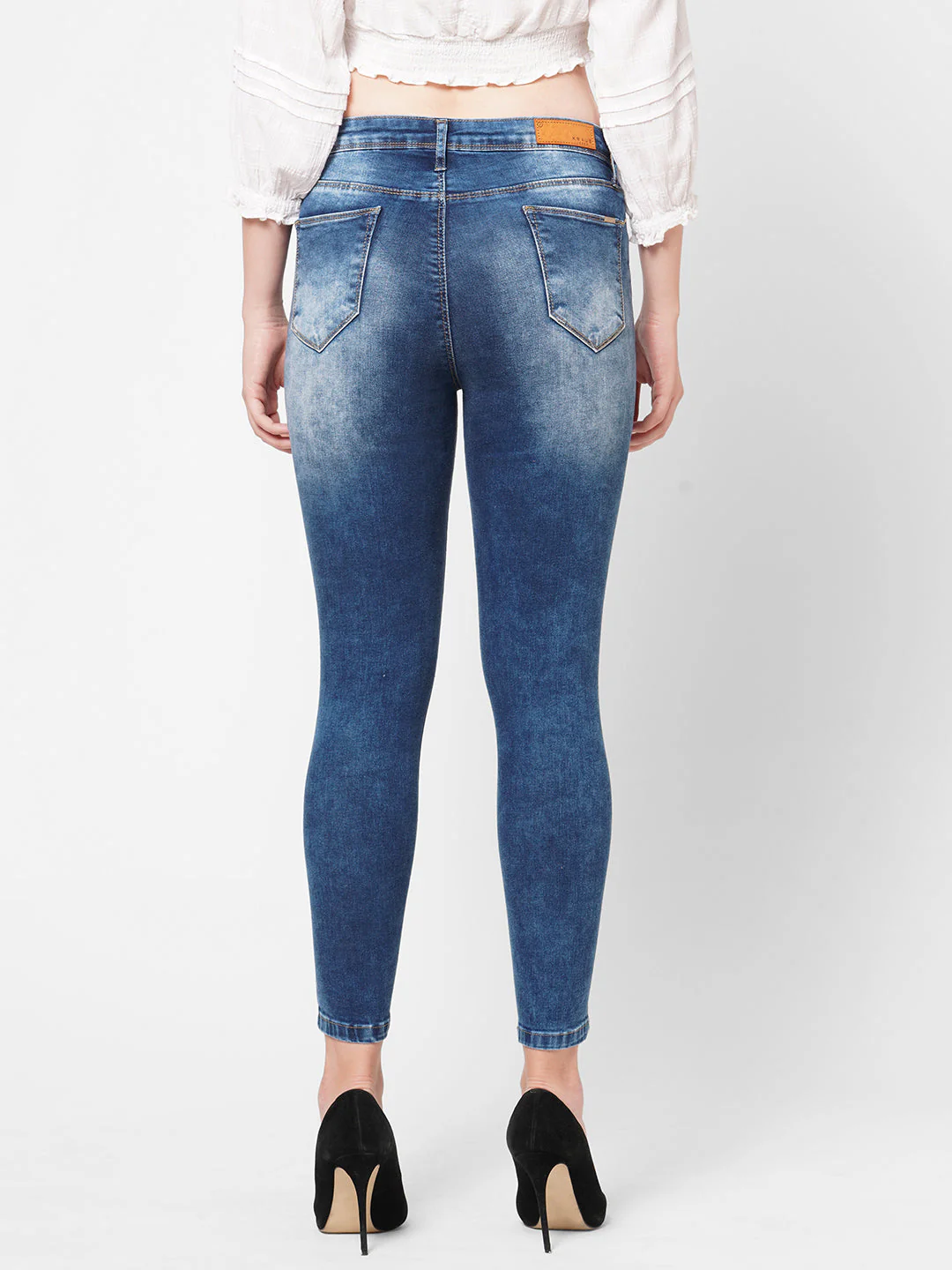 Women Blue High-Rise Skinny Jeans - Image 3