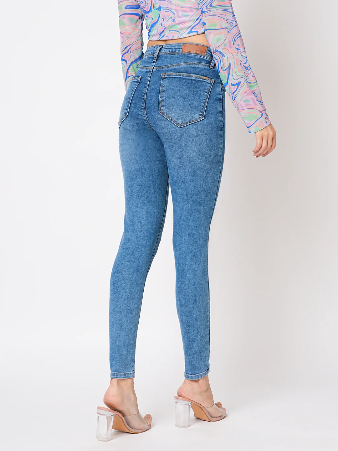 Women Blue High-Rise Skinny Jeans - Image 3