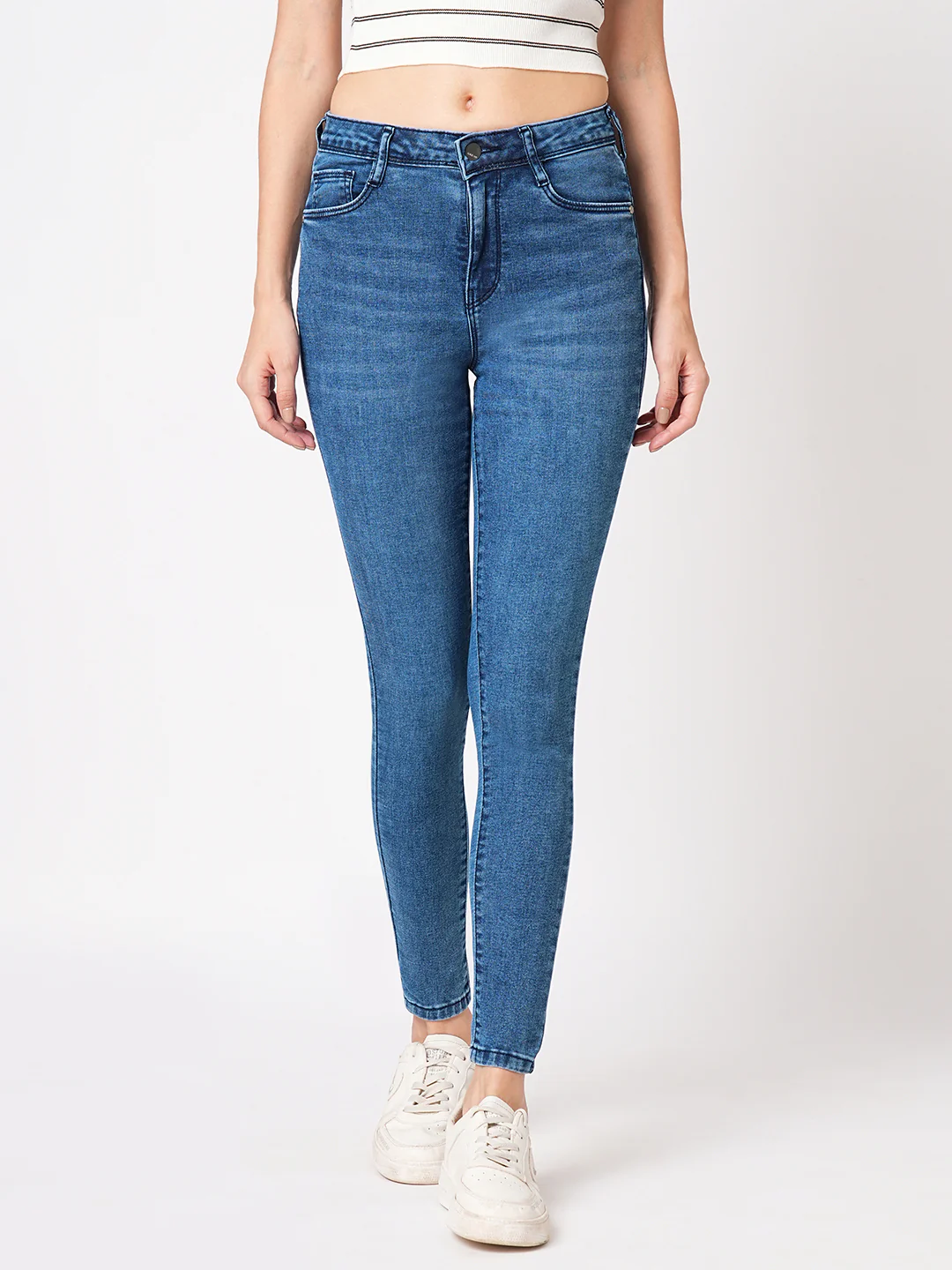 Women Blue High-Rise Skinny Jeans - Image 2