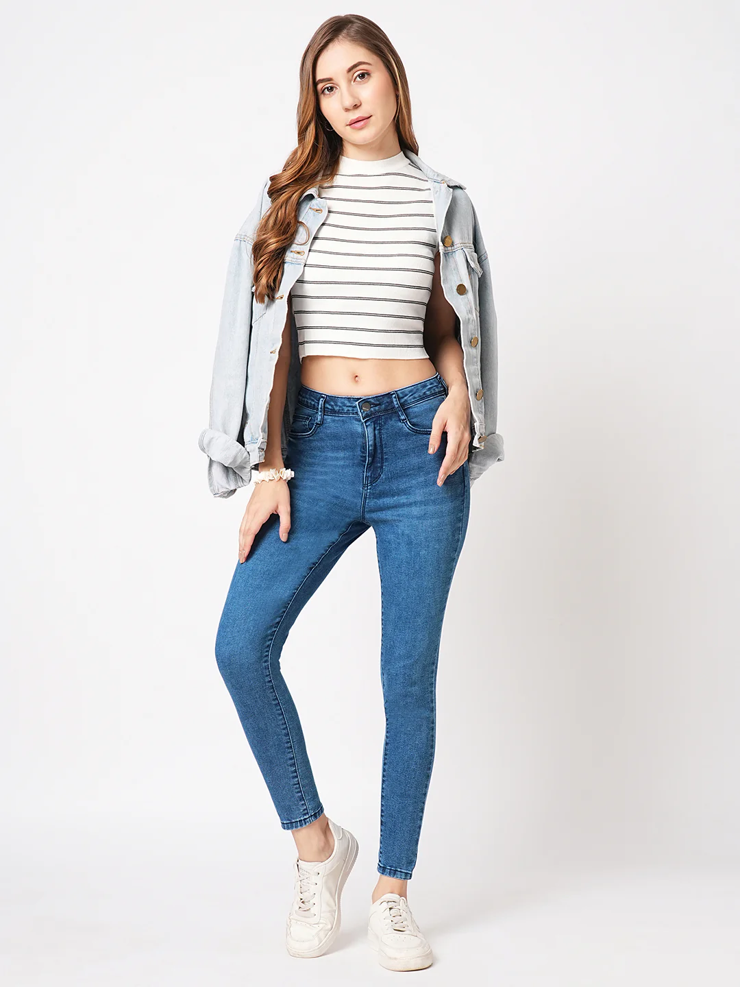 Women Blue High-Rise Skinny Jeans - Image 4