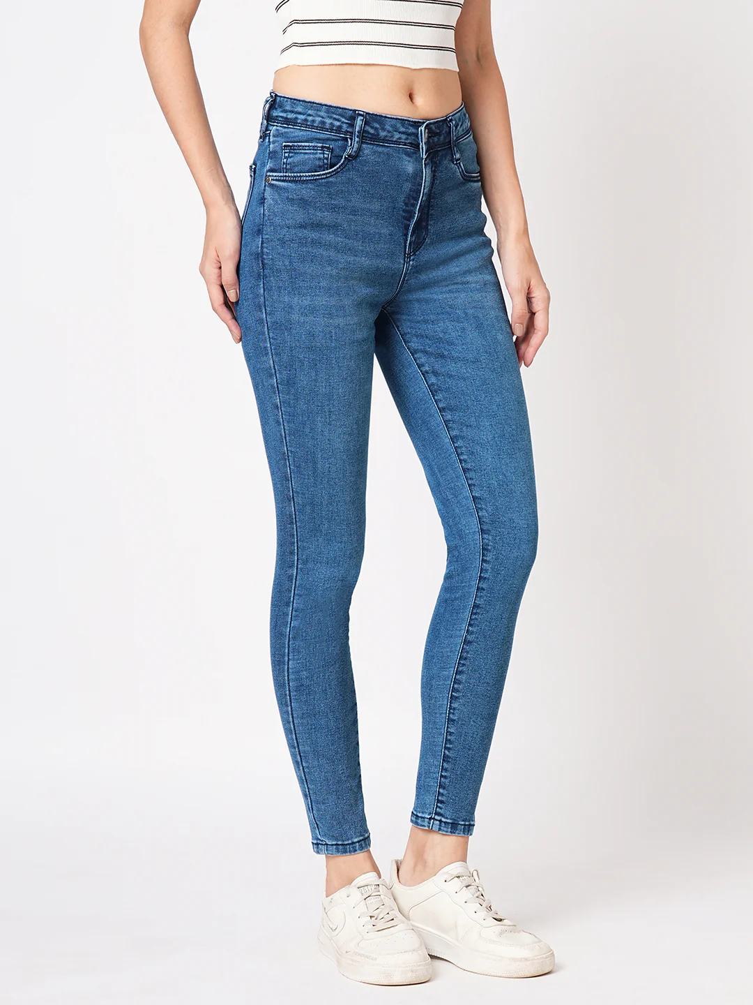 Women Blue High-Rise Skinny Jeans - Image 5