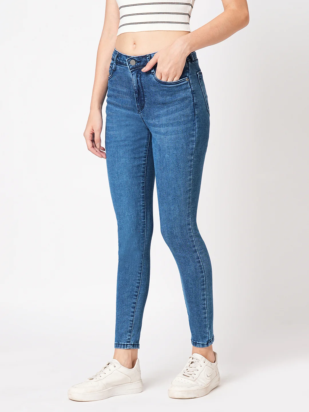Women Blue High-Rise Skinny Jeans - Image 6