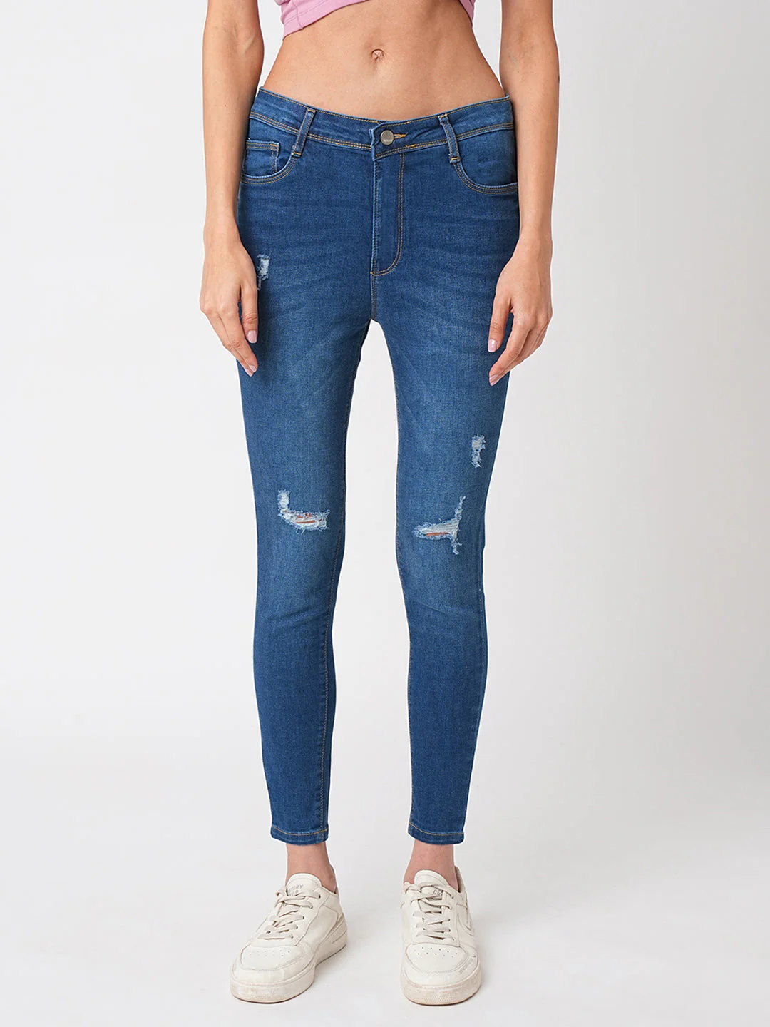 Women Blue High-Rise Skinny Jeans - Image 2