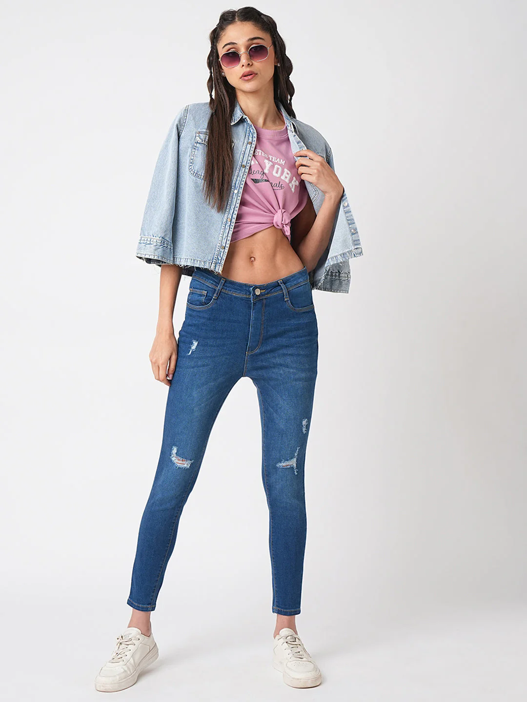 Women Blue High-Rise Skinny Jeans - Image 4