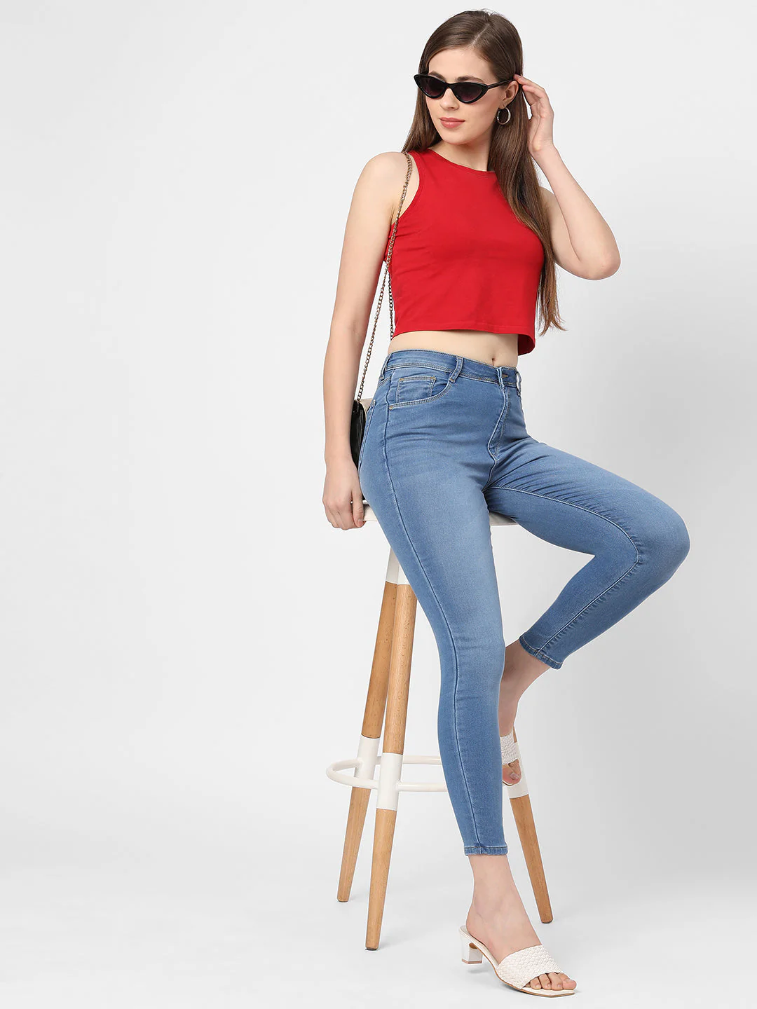 Women Blue High-Rise Skinny Jeans