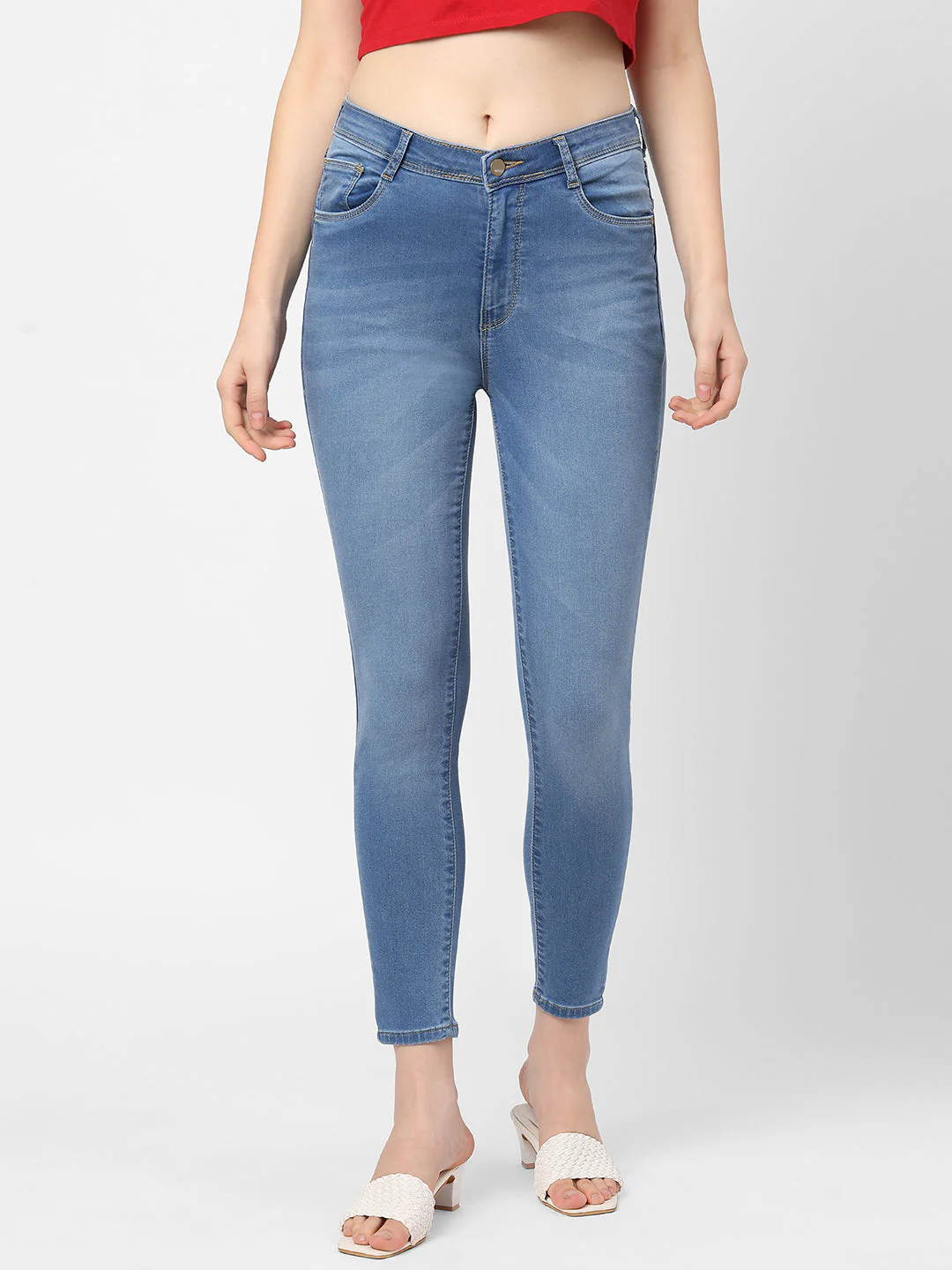 Women Blue High-Rise Skinny Jeans - Image 2