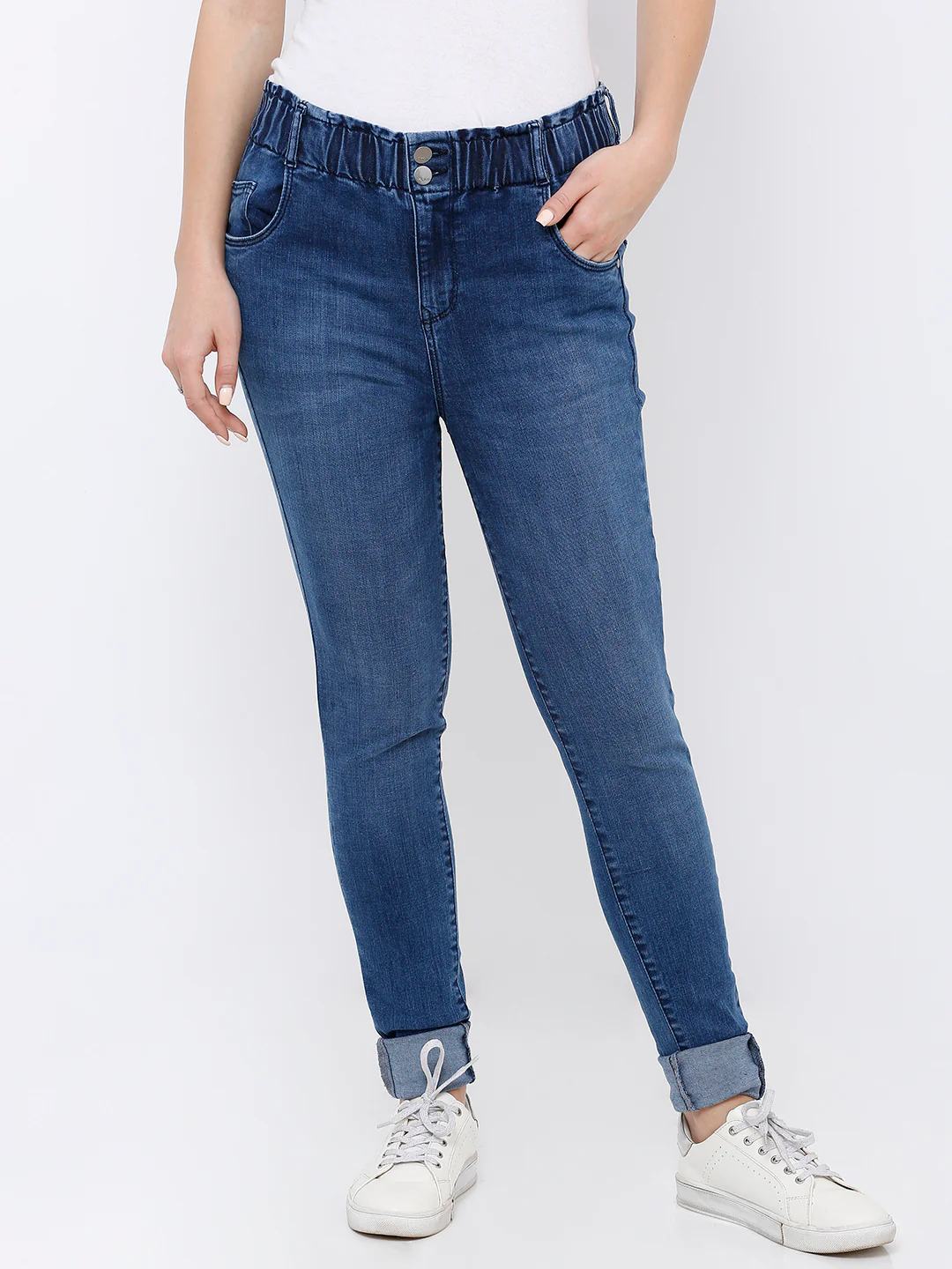 Women Blue High-Rise Skinny Jeans - Image 2