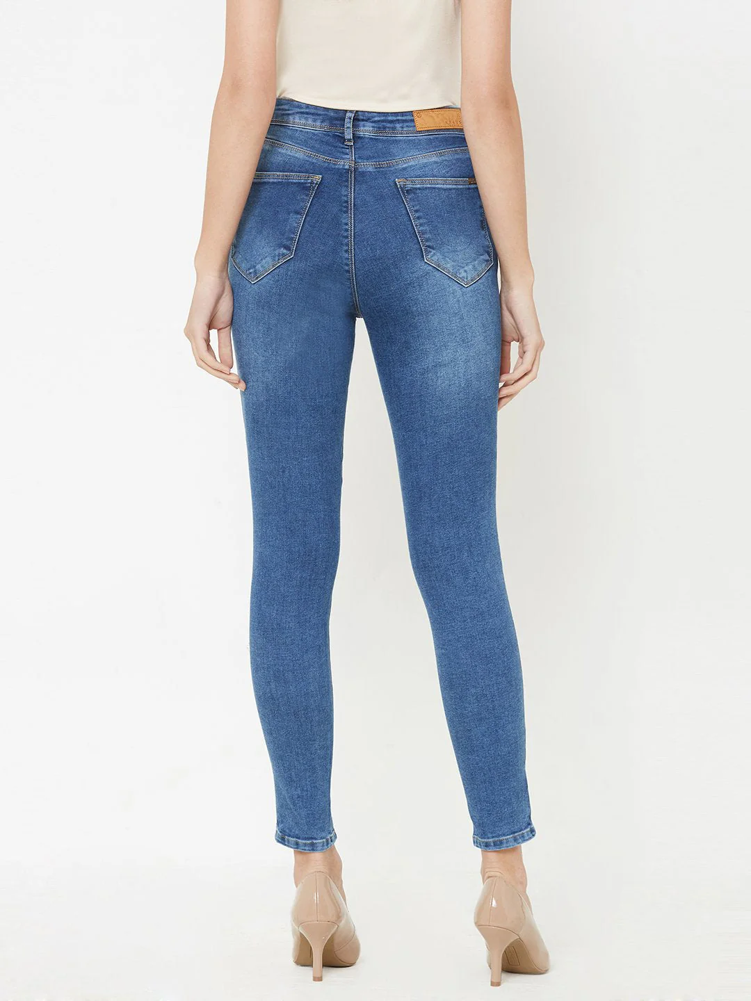 Women Blue High-Rise Skinny Jeans - Image 3