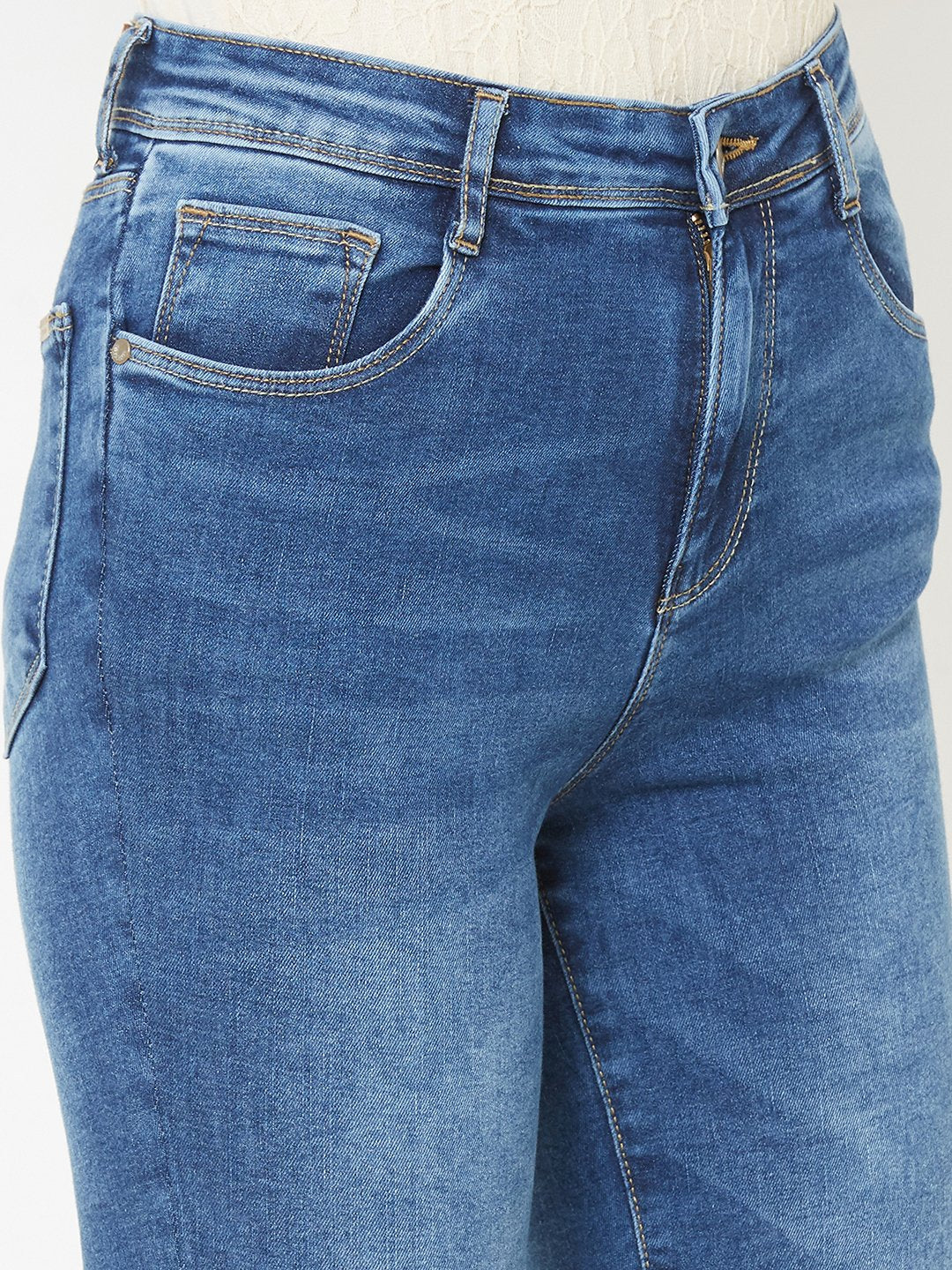 Women Blue High-Rise Skinny Jeans - Image 4