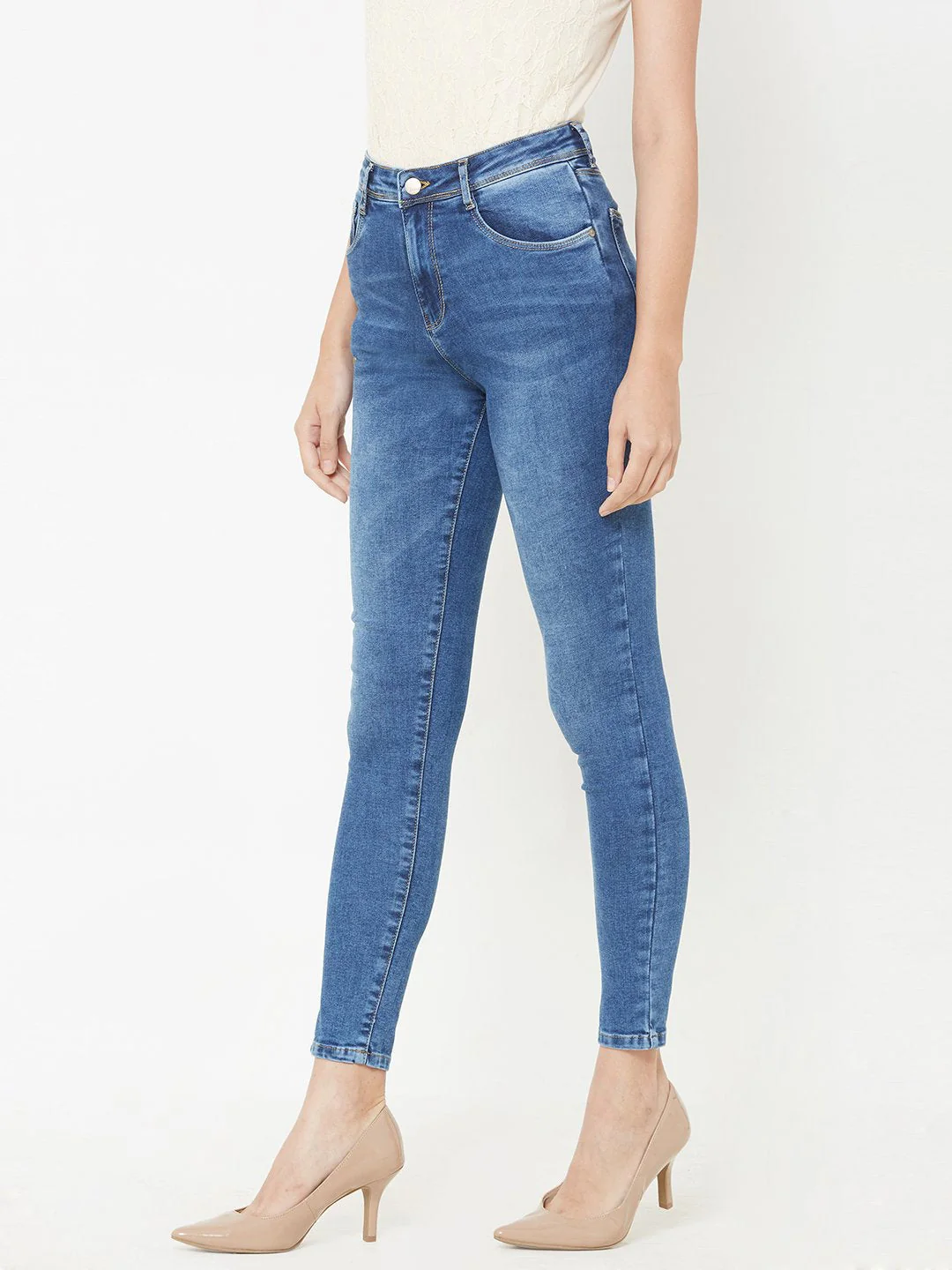 Women Blue High-Rise Skinny Jeans - Image 5