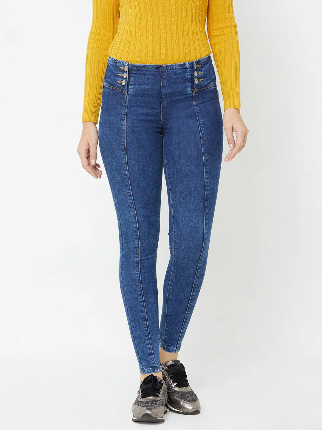 Women Blue High-Rise Skinny Jeans - Image 2