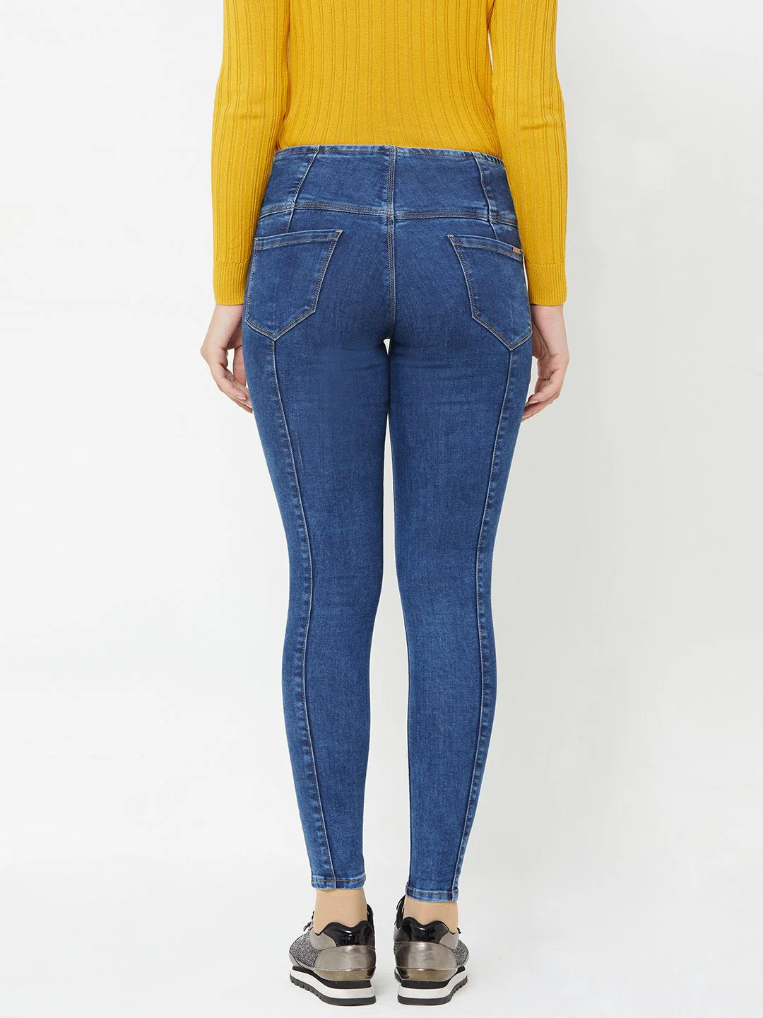 Women Blue High-Rise Skinny Jeans - Image 3