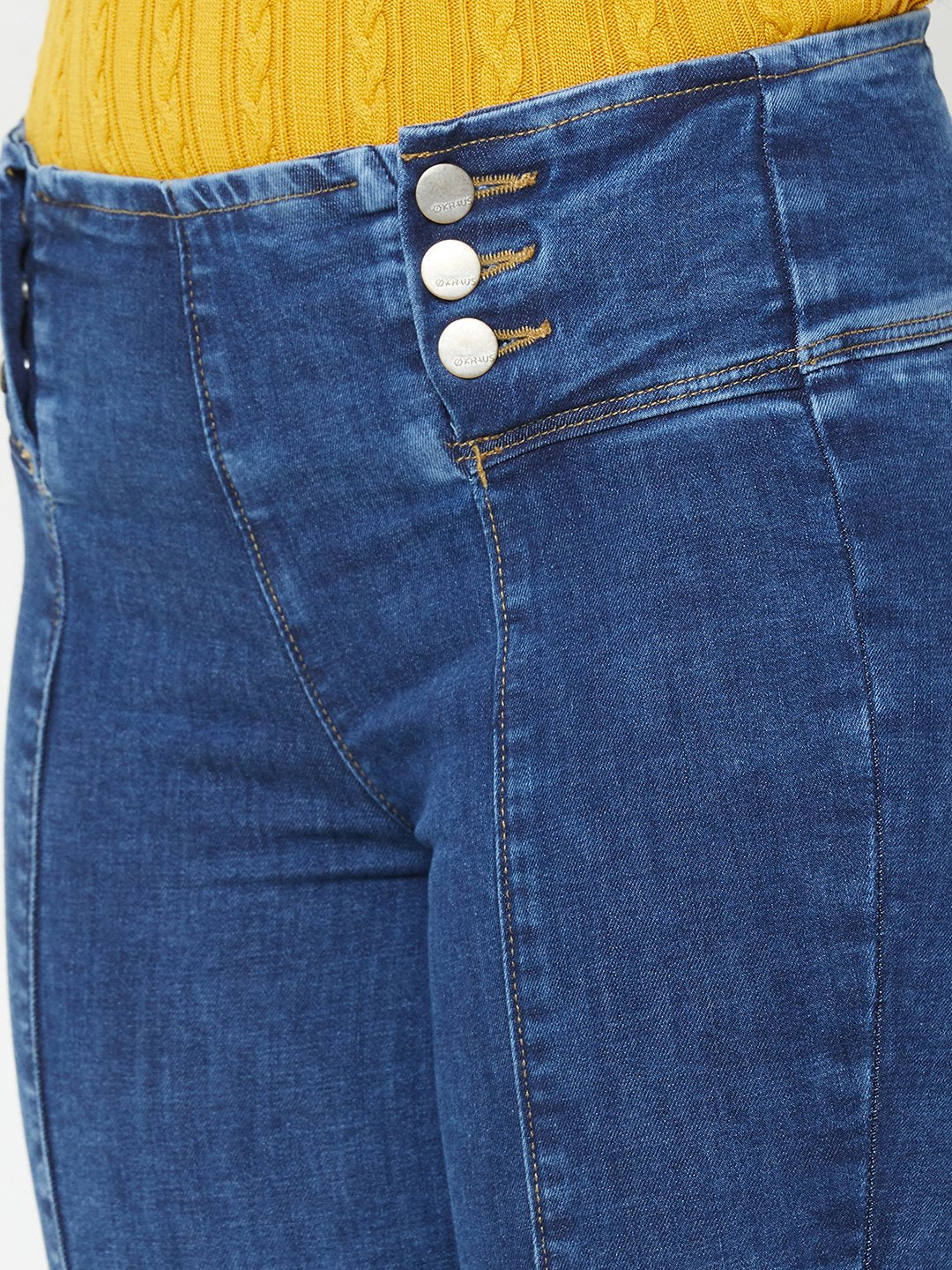 Women Blue High-Rise Skinny Jeans - Image 4