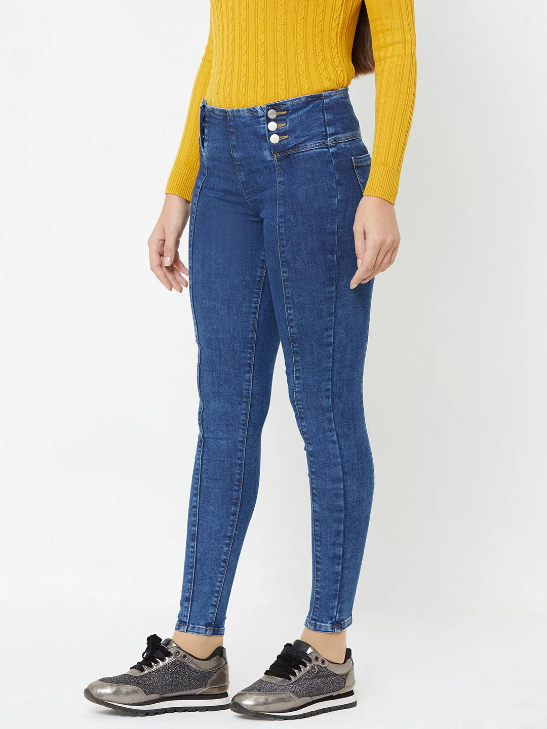Women Blue High-Rise Skinny Jeans - Image 5