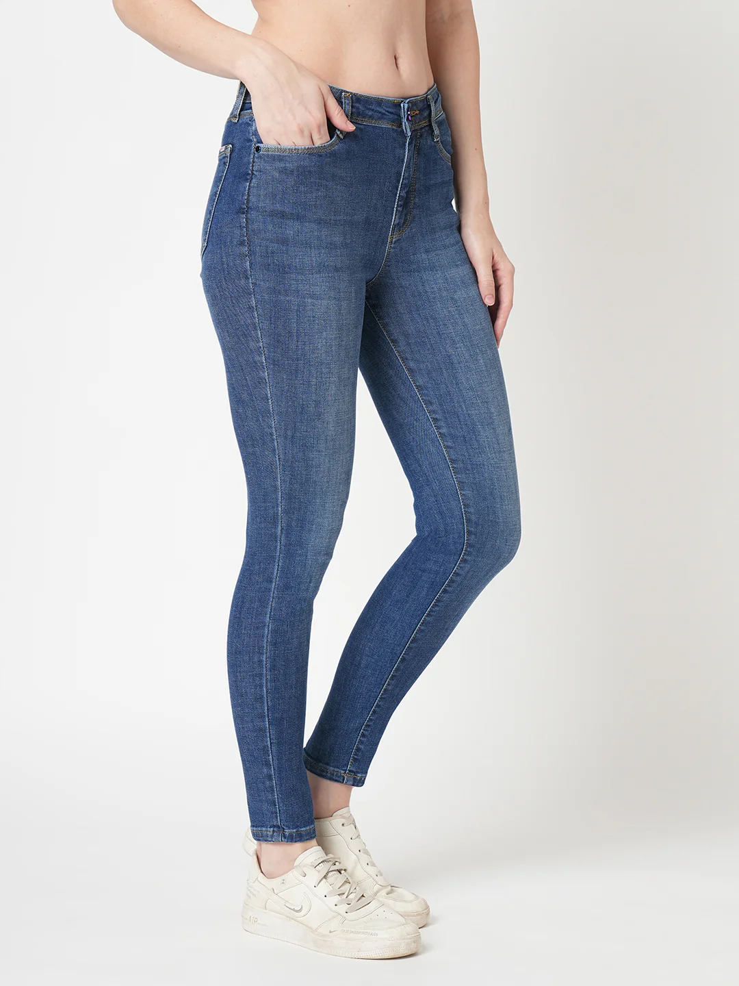 Women Blue High-Rise Skinny Jeans - Image 6