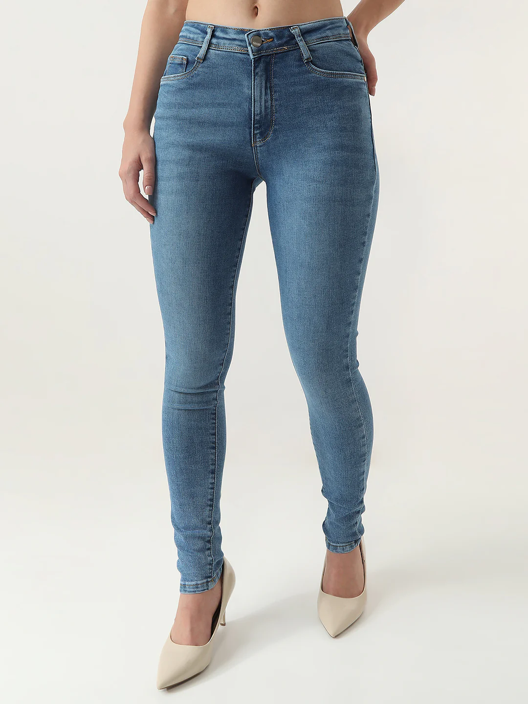Women Blue High-Rise Skinny Jeans - Image 2