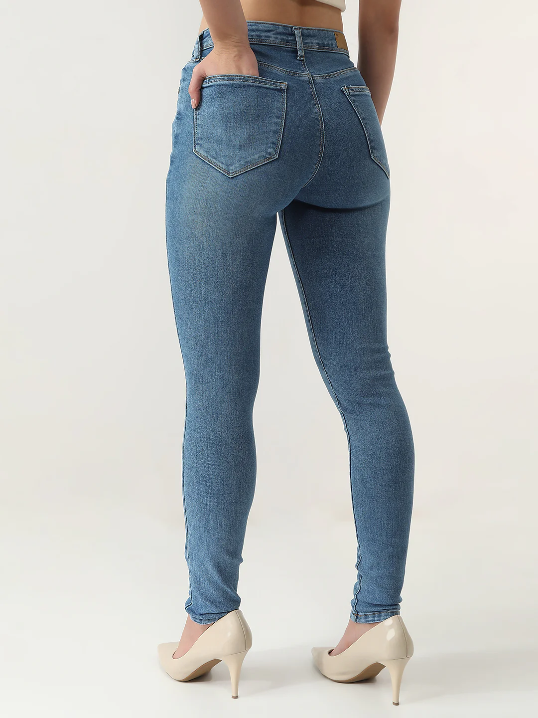 Women Blue High-Rise Skinny Jeans - Image 3